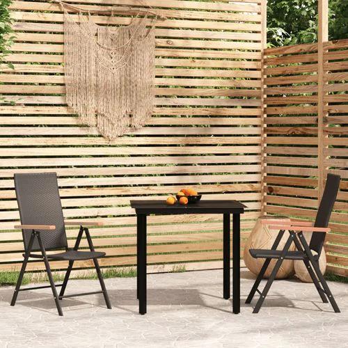 vidaXL vidaXL 5 Piece Garden Dining Set Black and Brown Poly Rattan - Garden Set
