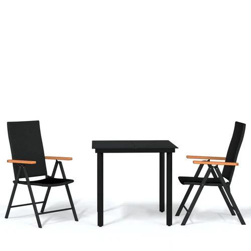 vidaXL 5 Piece Garden Dining Set Black and Brown Poly Rattan by vidaXL
