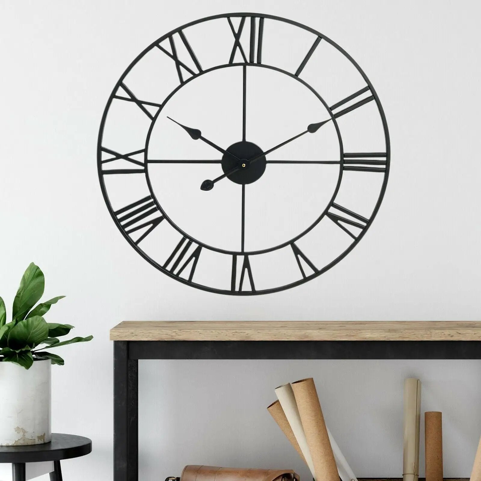 Un-Branded 40CM ROMAN METAL CLOCK BLACK - Clock