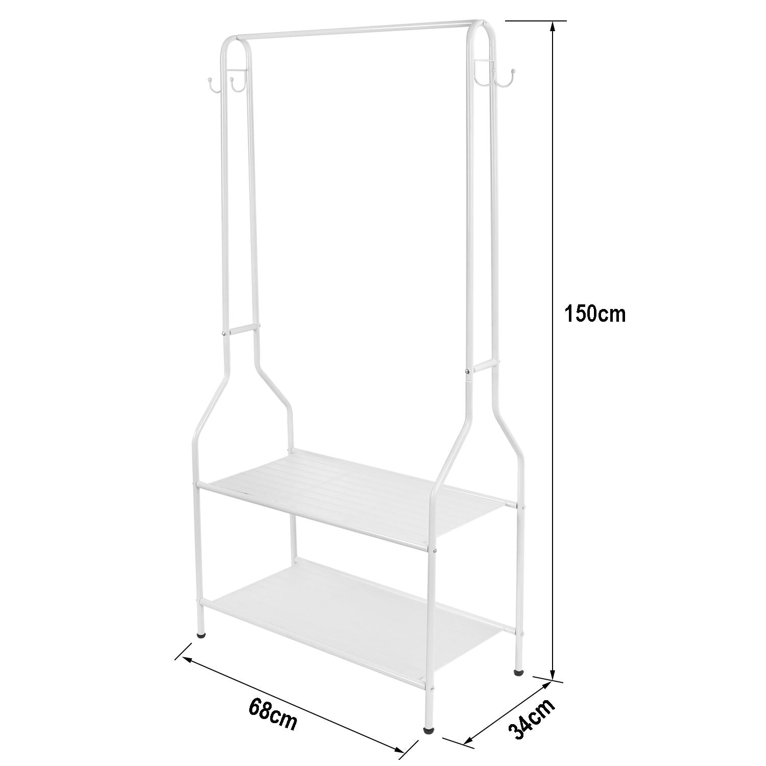 Premium Clothes Rail Two Tier White Powder Coating - House of Home - Home Symphony