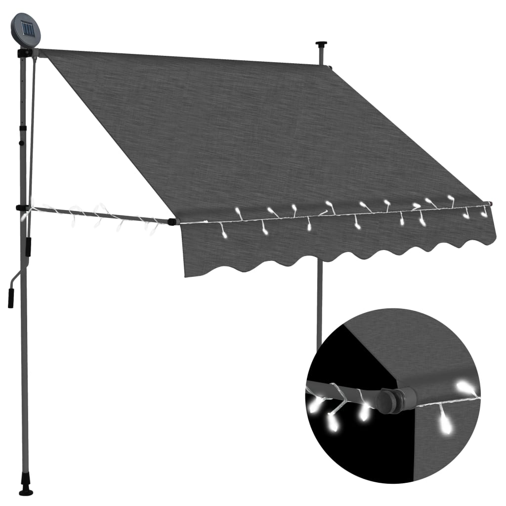 LED Awning 100cm Manual Retractable Anthracite - vidaXL - Home Symphony