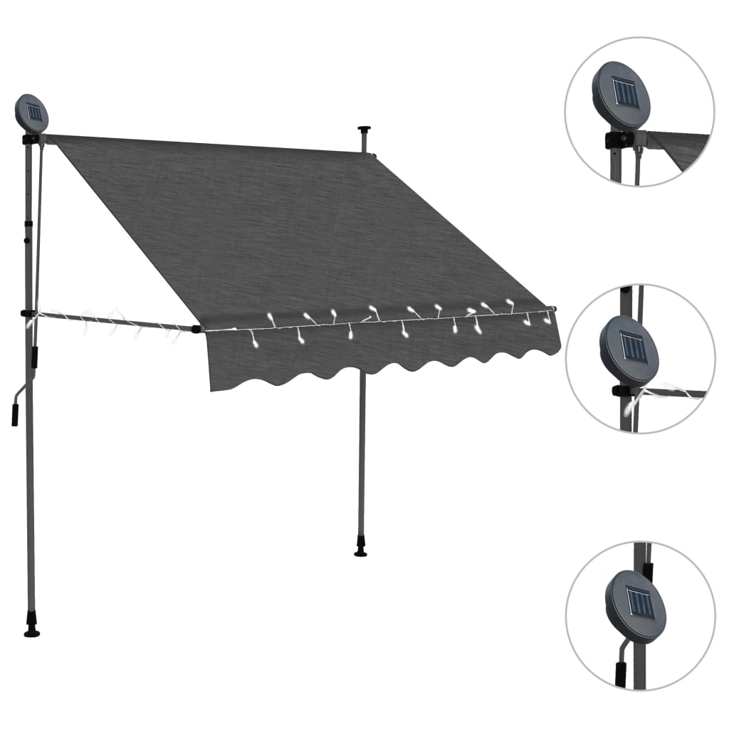 LED Awning 100cm Manual Retractable Anthracite - vidaXL - Home Symphony