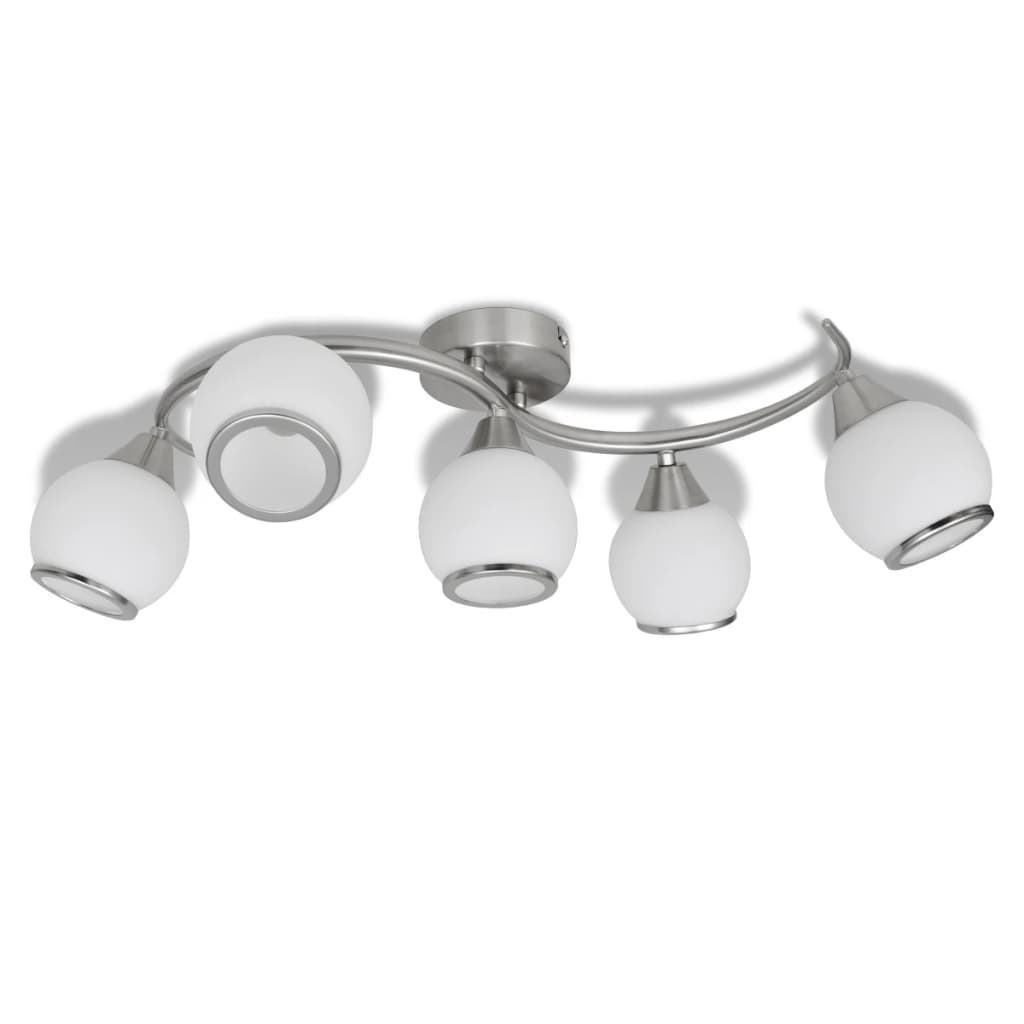 SatinNickel 5Lamp Ceiling Lamp GlassShade Bedroom - vidaXL - Home Symphony