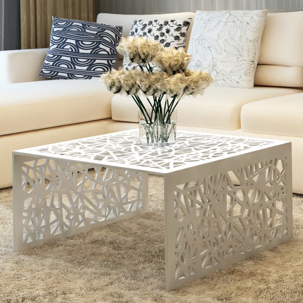 Premium Coffee Table Compact Geometric Openwork Aluminium End Table For Living Room