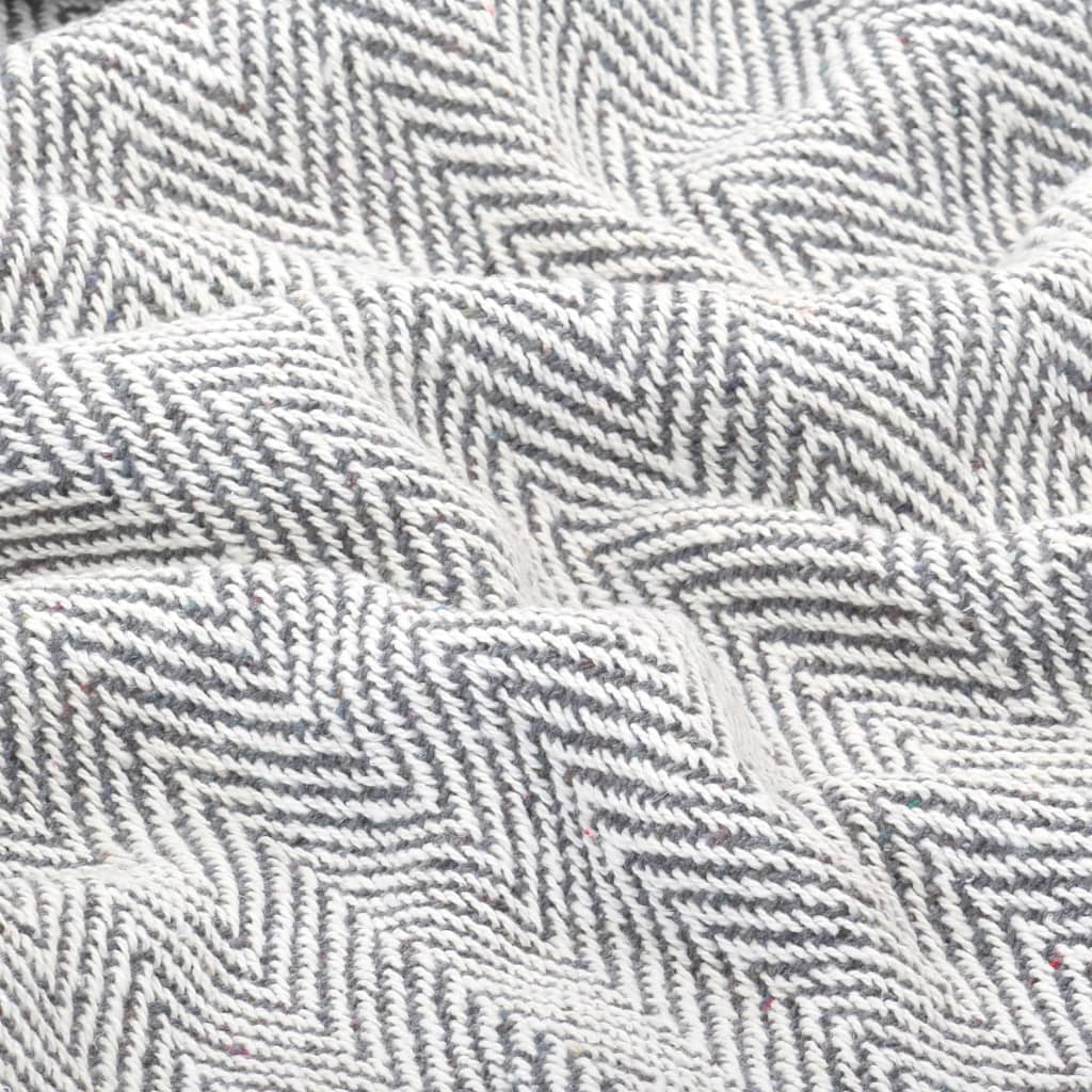 Soft cotton vidaXL Throw Cotton Herringbone 125x150 cm Grey adds a relaxing touch to your home decor with trendy design.