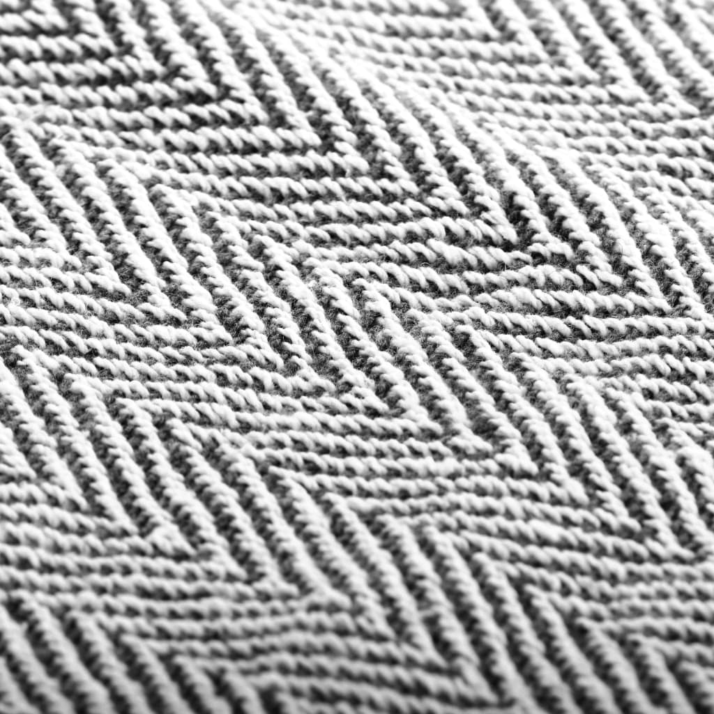 Soft herringbone texture of vidaXL Throw Cotton Herringbone 125x150 cm Grey, perfect for adding comfort to any room.