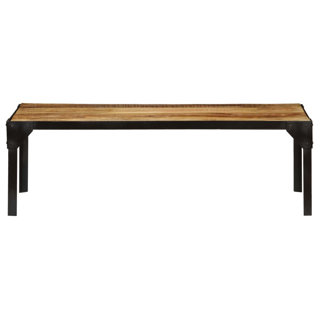 Industrial Coffee Table 110 cm Solid Rough Mango Wood And Steel For Home Office And Living Room - vidaXL - Home Symphony