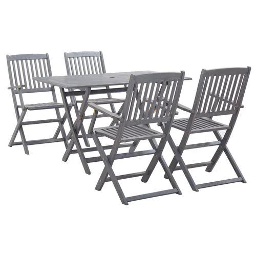 vidaXL 5 Piece Garden Dining Set Solid Acacia Wood Grey by vidaXL