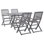 vidaXL vidaXL 5 Piece Garden Dining Set Solid Acacia Wood Grey - Garden Set