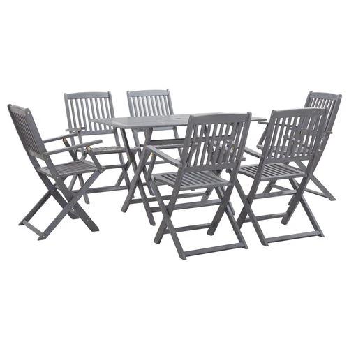 vidaXL vidaXL 5 Piece Garden Dining Set Solid Acacia Wood Grey - Garden Set