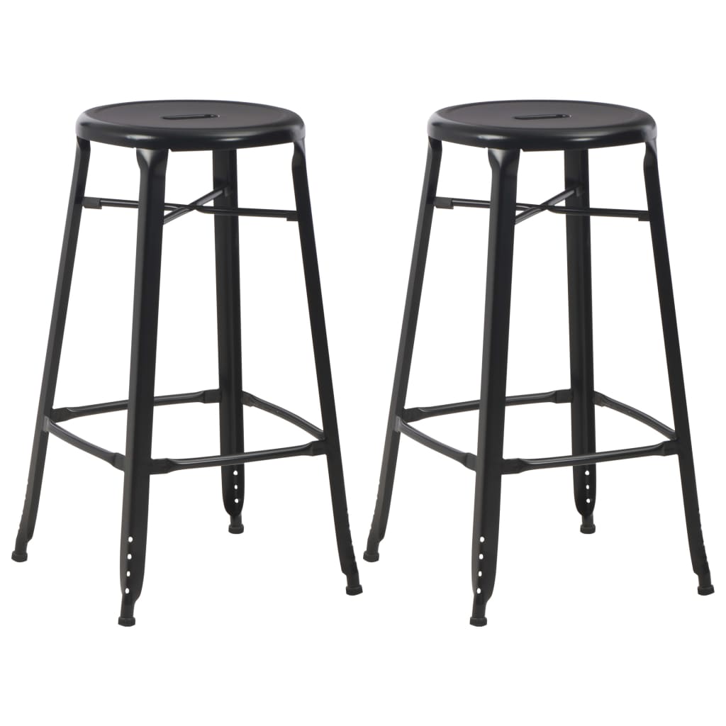 VidaXL Bar Stools 4 Pcs Black Pinewood Seats For Kitchen - two black metal stools with pinewood seats
