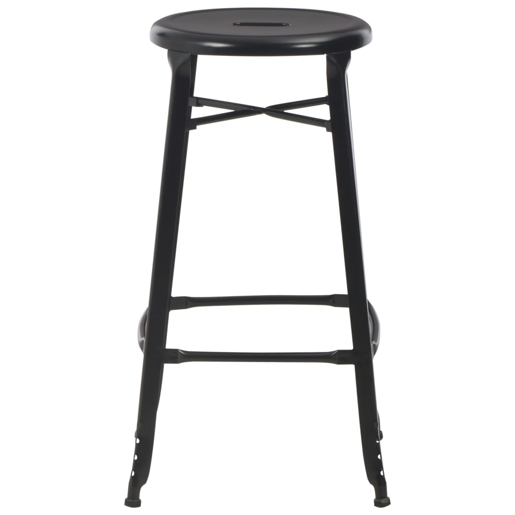 VidaXL Bar Stools 4 Pcs Black Pinewood Seats For Kitchen - black metal-legged bar stool with round seat