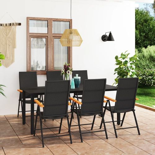 Stylish vidaXL 3 Piece Garden Dining Set with Weather-Resistant PE Rattan and WPC Armrests, perfect for outdoor entertaining.