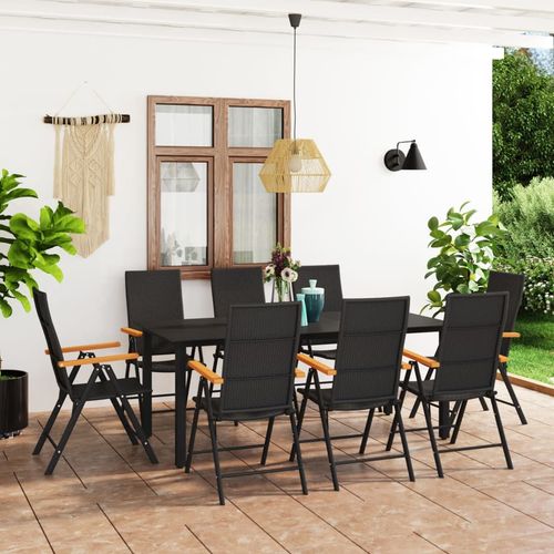 Stylish vidaXL 3 Piece Garden Dining Set with Weather-Resistant PE Rattan, perfect for outdoor entertaining.