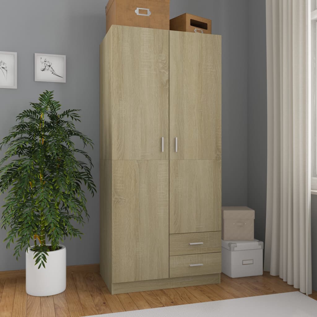 Sonoma Oak Wardrobe 80x52x180 Engineered Wood Bedroom - vidaXL - Home Symphony