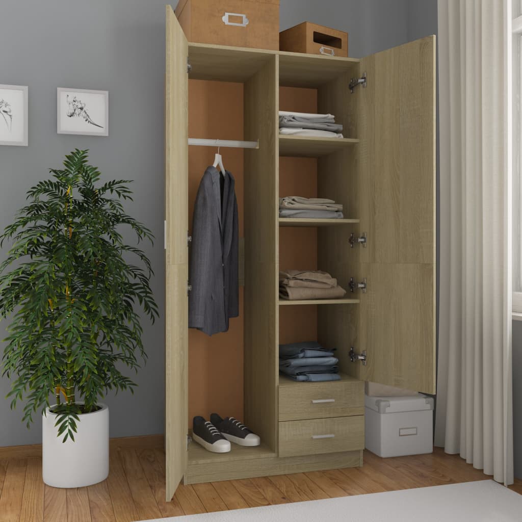 Sonoma Oak Wardrobe 80x52x180 Engineered Wood Bedroom - vidaXL - Home Symphony