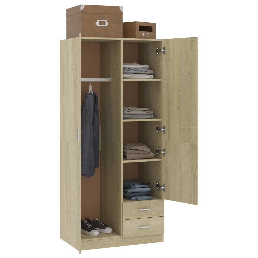 Sonoma Oak Wardrobe 80x52x180 Engineered Wood Bedroom - vidaXL - Home Symphony