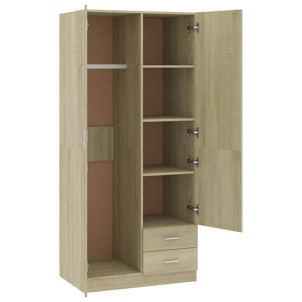 Sonoma Oak Wardrobe 80x52x180 Engineered Wood Bedroom - vidaXL - Home Symphony