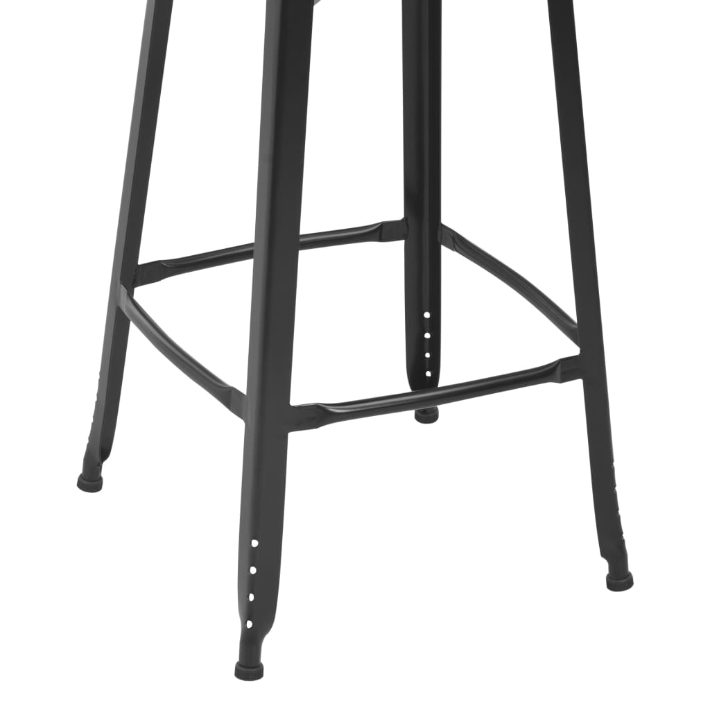 VidaXL Bar Stools 4 Pcs Black Pinewood Seats For Kitchen - four black steel-frame stools with pinewood seats.