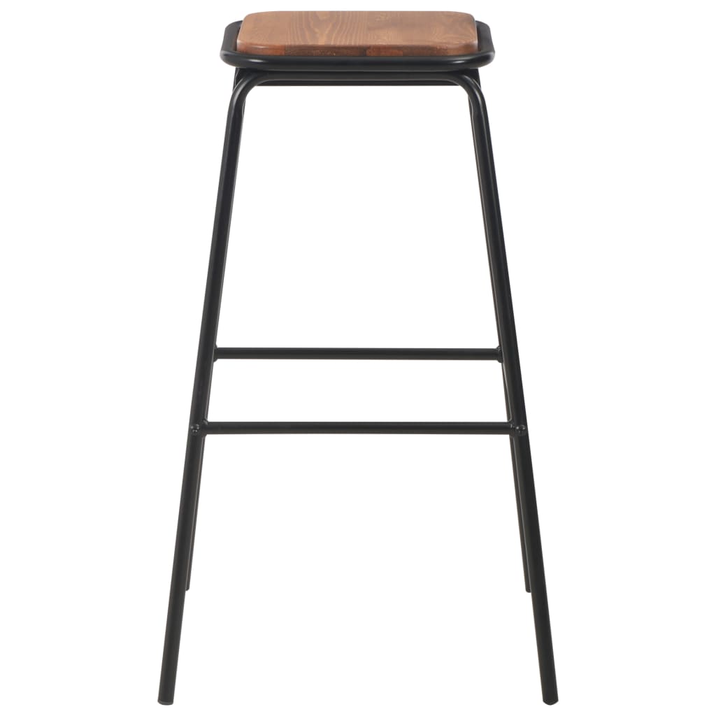 VidaXL Bar Stools 4 Pcs Black Pinewood Seats For Kitchen with black powder-coated legs.