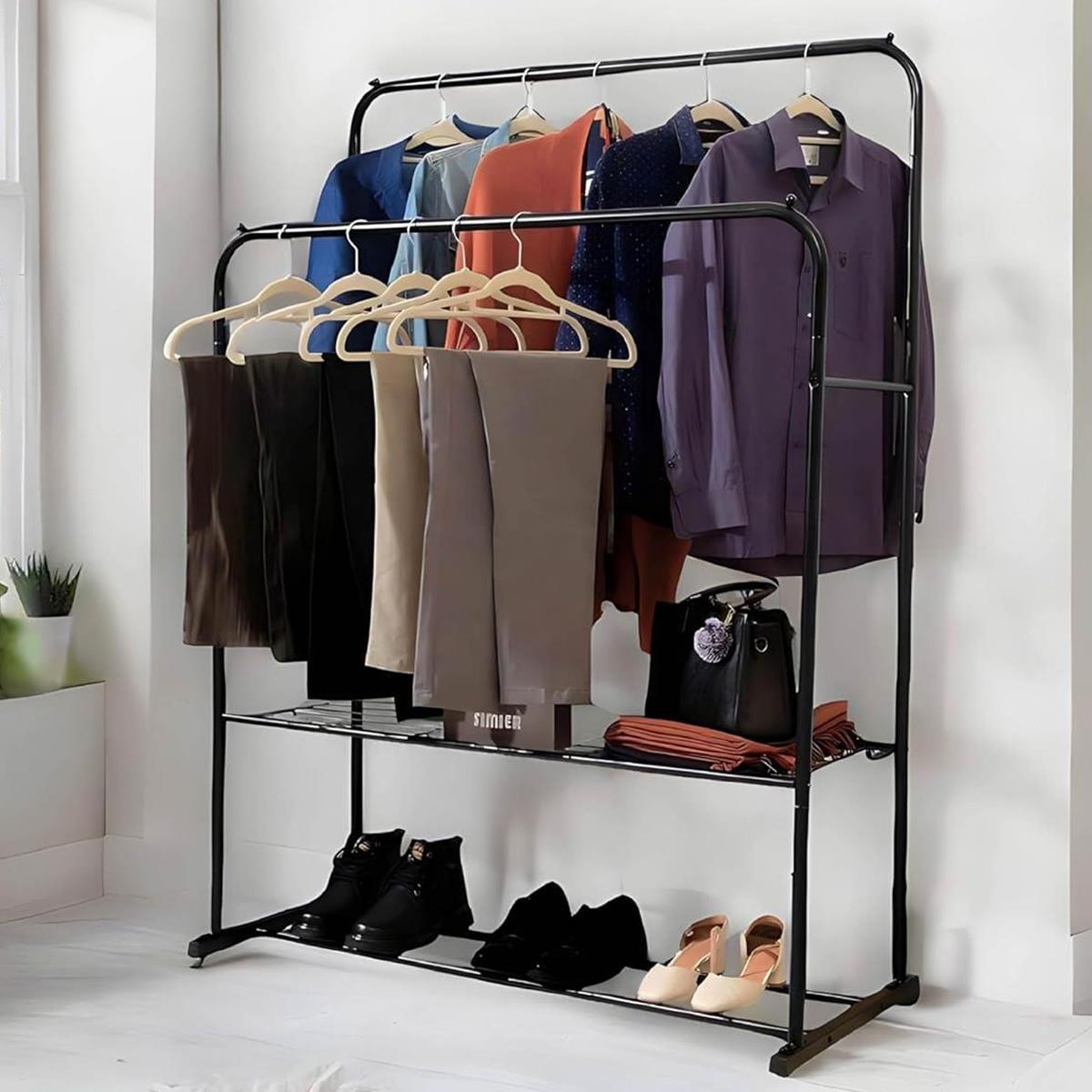 Sturdy Double Clothes Rail H153 W110 D50 30kg Capacity Home - Direct Online Houseware - Home Symphony