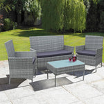 Unbranded 4 Piece Rattan Outdoor Furniture Garden Sofa Set - Garden Sofa Sets