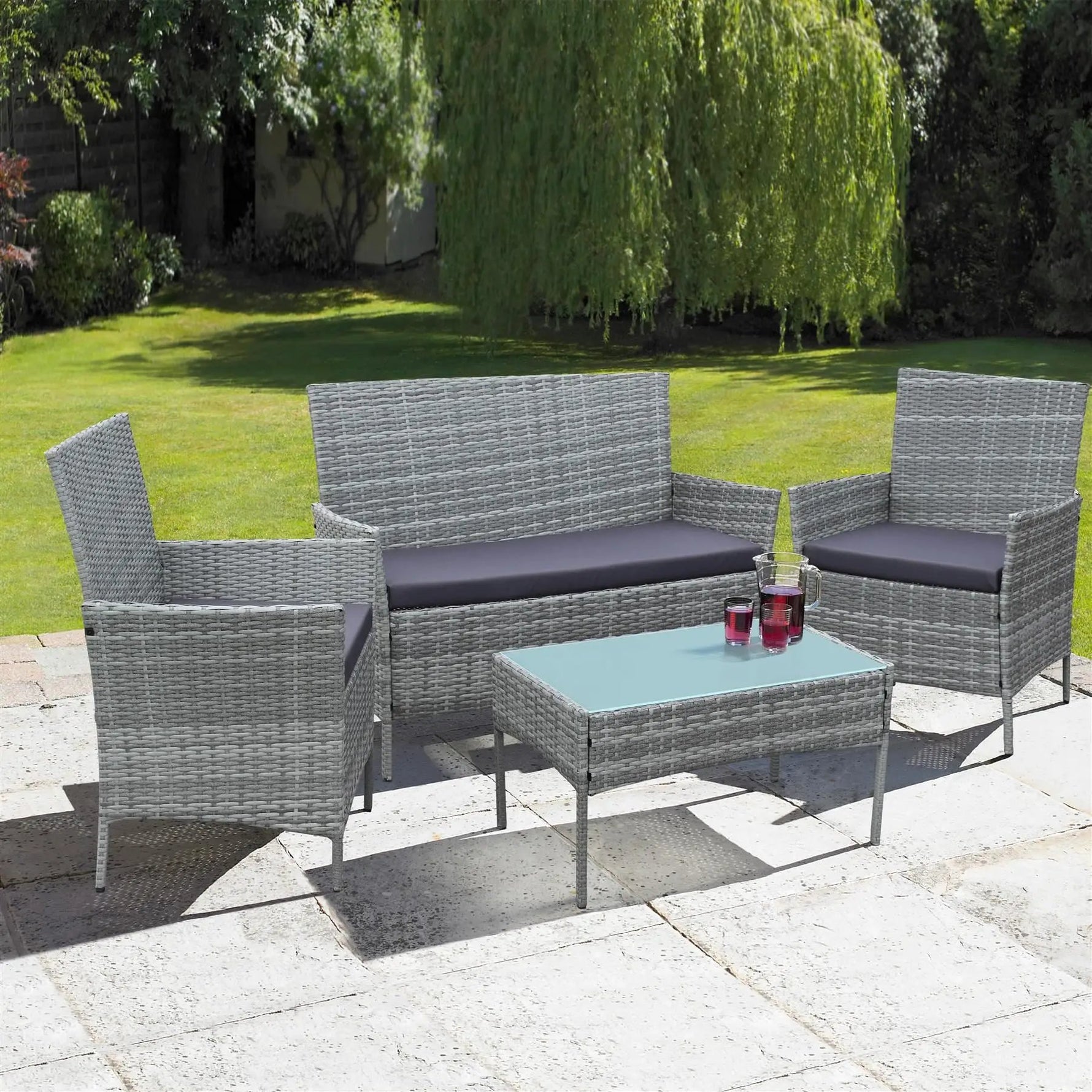 Unbranded 4 Piece Rattan Outdoor Furniture Garden Sofa Set - Garden Sofa Sets