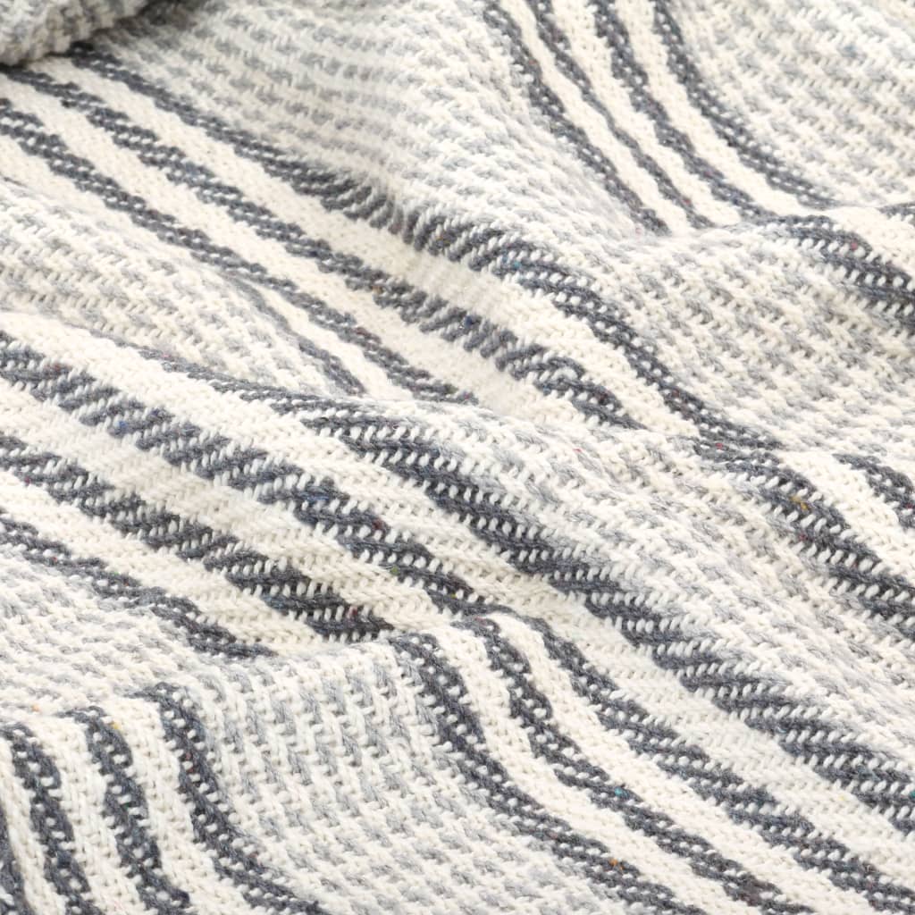 Soft cotton vidaXL Throw Cotton Herringbone 125x150 cm Grey with trendy design, perfect for adding comfort to any space.