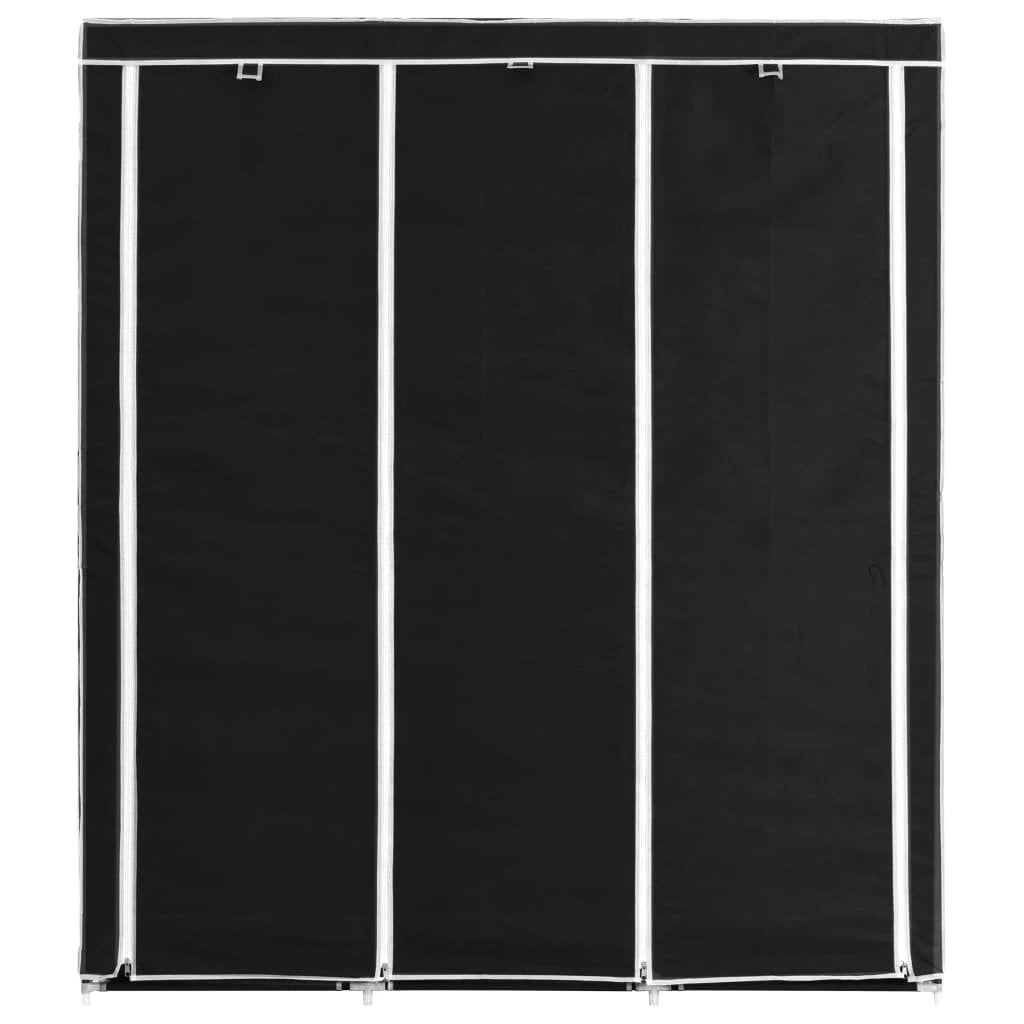vidaXL Wardrobe with Compartments and Rods Black 150x45x175 cm Fabric by vidaXL