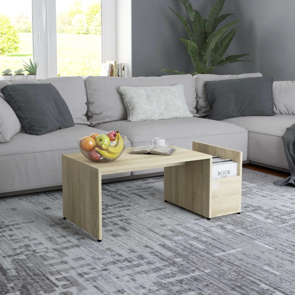 vidaXL VidaXL Coffee Table 90x45x35 Cm White Engineered Wood Openwork Geometric Design With Storage For Modern Living Rooms - Coffee Table