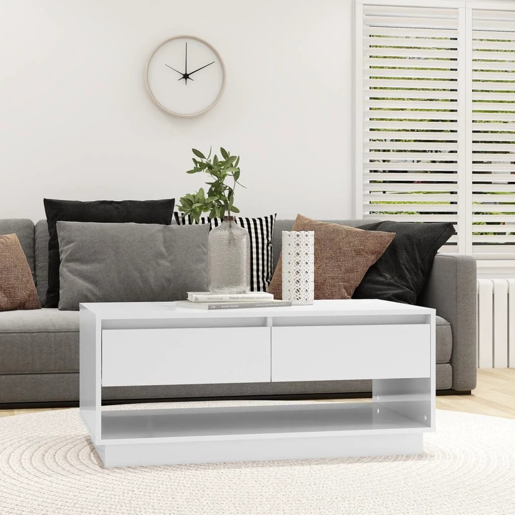 vidaXL VidaXL Coffee Table 102.5x55x44 Cm Engineered Wood Smoked Oak With Drawers For Living Room - Coffee Table