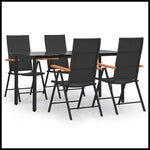 vidaXL vidaXL 5 Piece Garden Dining Set Black and Brown Poly Rattan - Garden Set