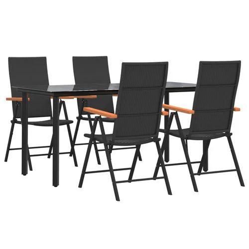 vidaXL vidaXL 5 Piece Garden Dining Set Black and Brown Poly Rattan - Garden Set