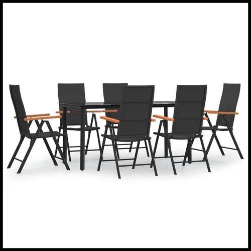 vidaXL vidaXL 5 Piece Garden Dining Set Black and Brown Poly Rattan - Garden Set