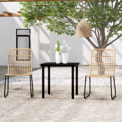 Elevate your patio with the vidaXL 3 Piece Garden Dining Set Oak, featuring a sturdy steel frame and easy clean glass top.