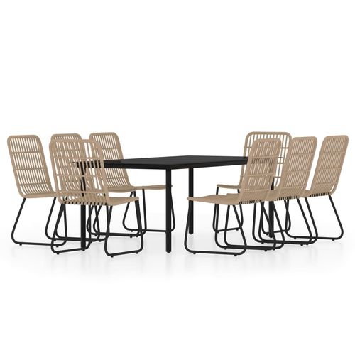 Elevate outdoor gatherings with the vidaXL 3 Piece Garden Dining Set Oak, featuring a sturdy steel frame and easy-clean glass top.