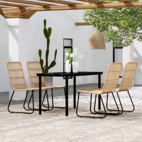 vidaXL 3 Piece Garden Dining Set Oak features a sturdy steel frame and easy clean glass top, perfect for outdoor entertaining.