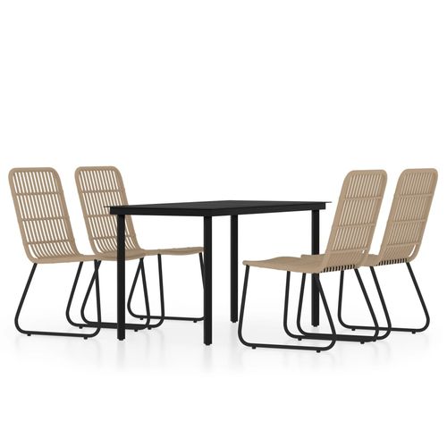 Elevate outdoor gatherings with the vidaXL 3 Piece Garden Dining Set Oak, featuring a sturdy steel frame and easy clean glass top.