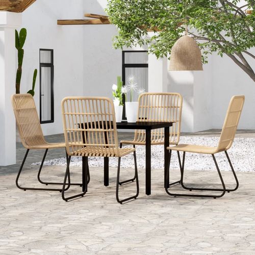Stylish vidaXL 3 Piece Garden Dining Set Oak with Sturdy Steel Frame and Easy Clean Glass Top for Outdoor Entertaining.