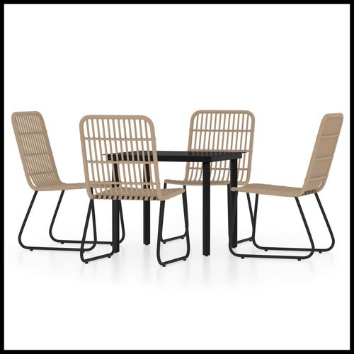 vidaXL 3 Piece Garden Dining Set Oak features a sturdy steel frame and easy clean glass top, ideal for outdoor entertaining.