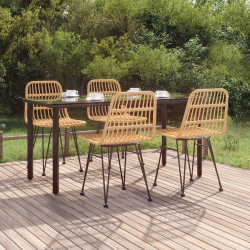 vidaXL 3 Piece Garden Dining Set with Weather Resistant PE Rattan for Outdoor Dining Enthusiasts, perfect for patios.