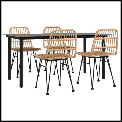 vidaXL 3 Piece Garden Dining Set with Weather Resistant PE Rattan for Outdoor Dining Enthusiasts by vidaXL