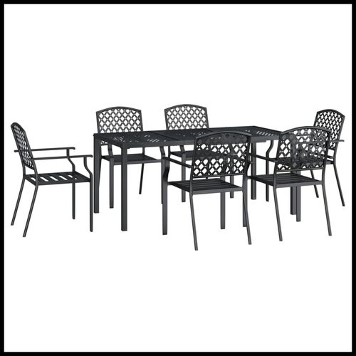 Elegant vidaXL 3 Piece Garden Dining Set with Anthracite Steel Construction, perfect for outdoor entertaining.