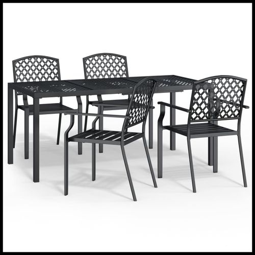 vidaXL 3 Piece Garden Dining Set with Anthracite Steel Construction offers elegant outdoor entertaining in style.