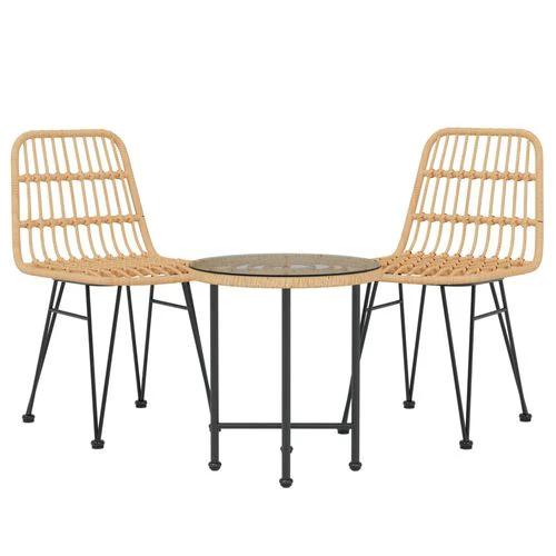 vidaXL vidaXL 3 Piece Garden Dining Set with Weather Resistant Poly Rattan for Outdoor Entertaining - Garden Set