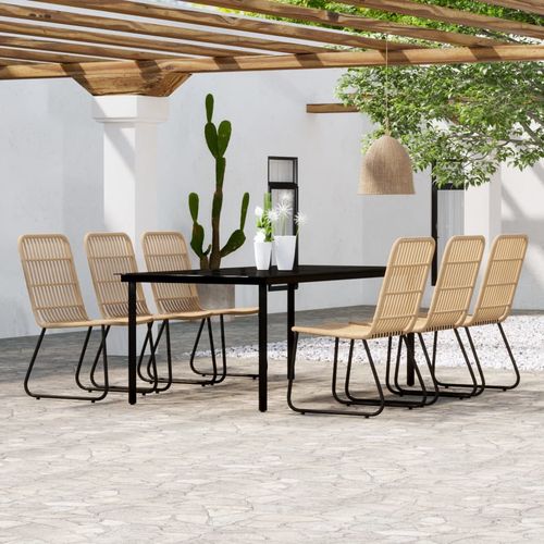 Elevate outdoor entertaining with the vidaXL 3 Piece Garden Dining Set Oak, featuring a sturdy steel frame and easy clean glass top.