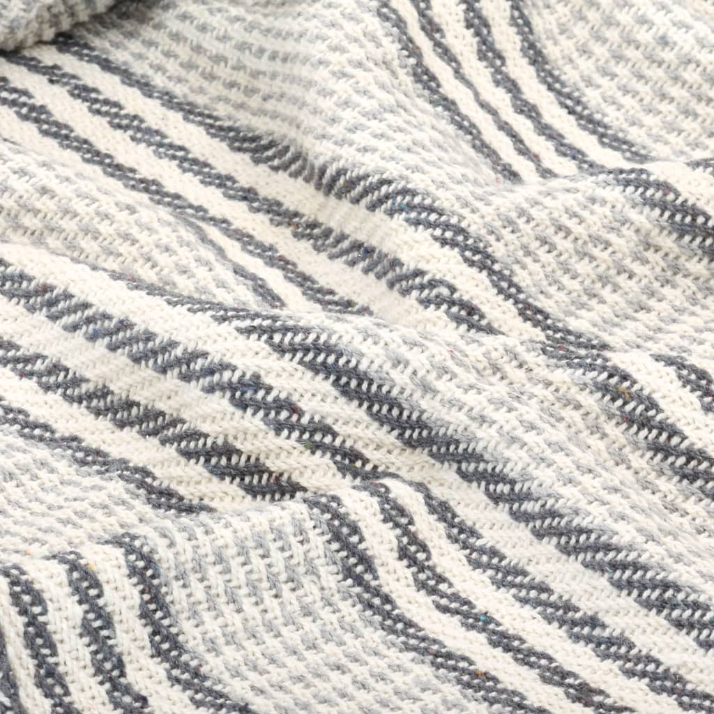Soft and stylish vidaXL Throw Cotton Herringbone 125x150 cm Grey, perfect for draping over furniture for a cozy vibe.