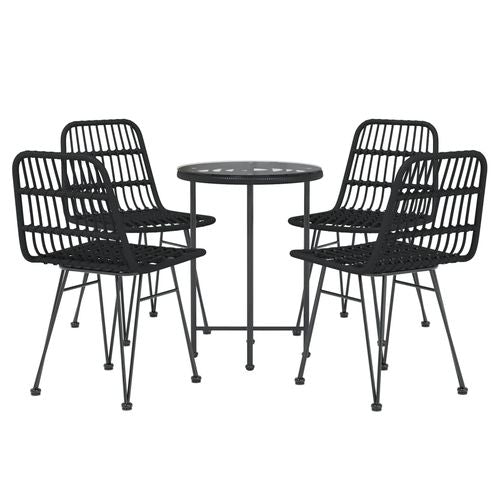 Stylish VidaXL 5 Piece Garden Dining Set with Weather Resistant Poly Rattan, perfect for outdoor entertaining.