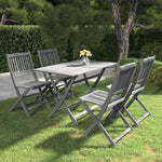 vidaXL 5 Piece Garden Dining Set Solid Acacia Wood Grey by vidaXL