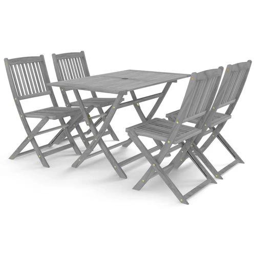 vidaXL 5 Piece Garden Dining Set Solid Acacia Wood Grey by vidaXL
